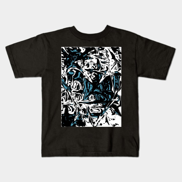 Blue Black White Expressive Abstraction Kids T-Shirt by SpieklyArt